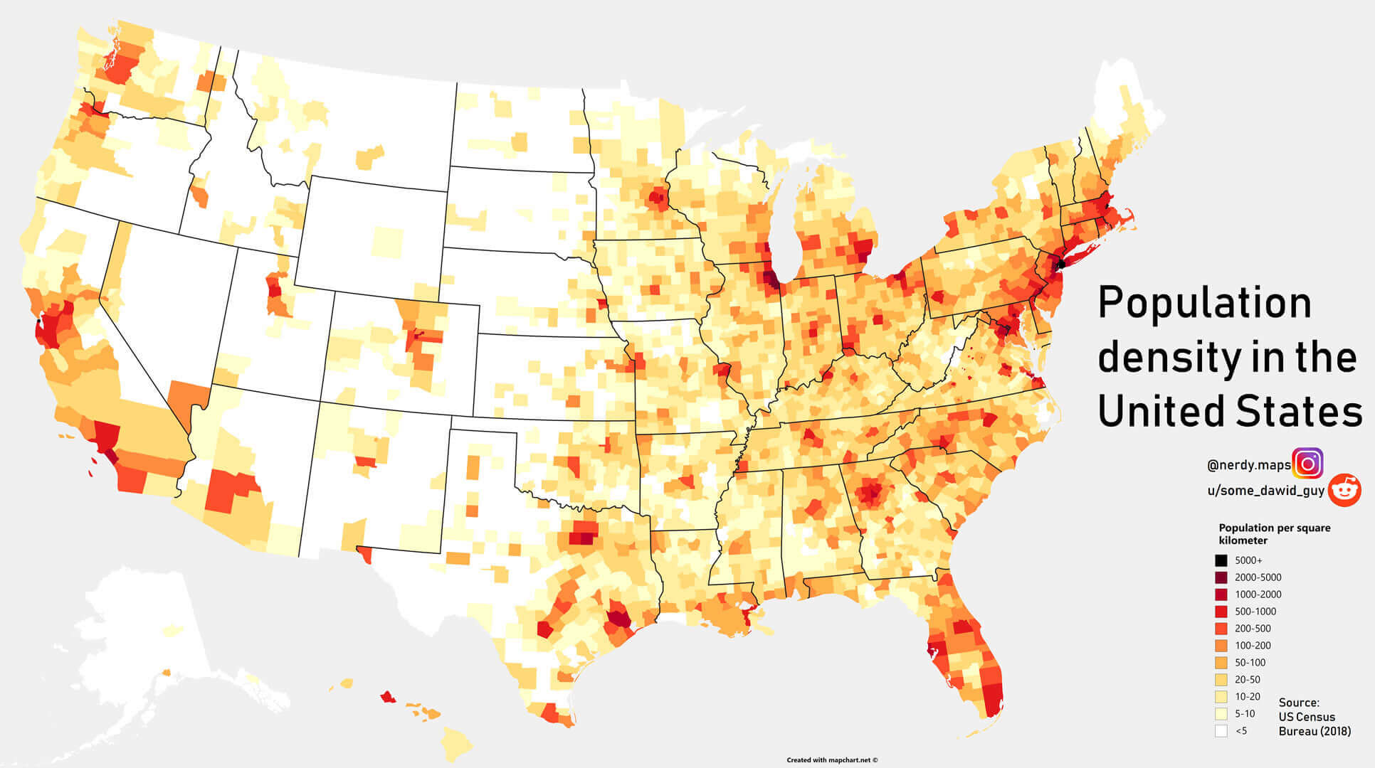 Population Density Map in the United State